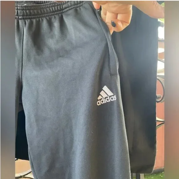 Adidas Climalite Unisex Stretch Elastic Waist Ankle Zippers Black Sweatpants - Picture 2 of 12